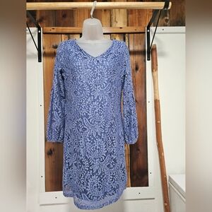 NY Collection Lavender Lace Long-Sleeve Dress
